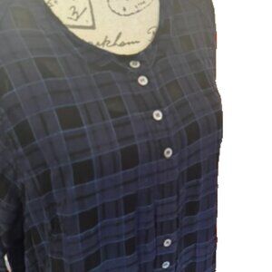 POETRY Dark blue cotton plaid button-through dress Sz 12